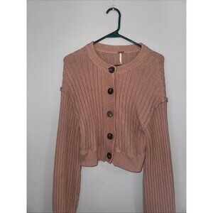 Free People All Yours Cardigan Sweater Mocha Brown Size M